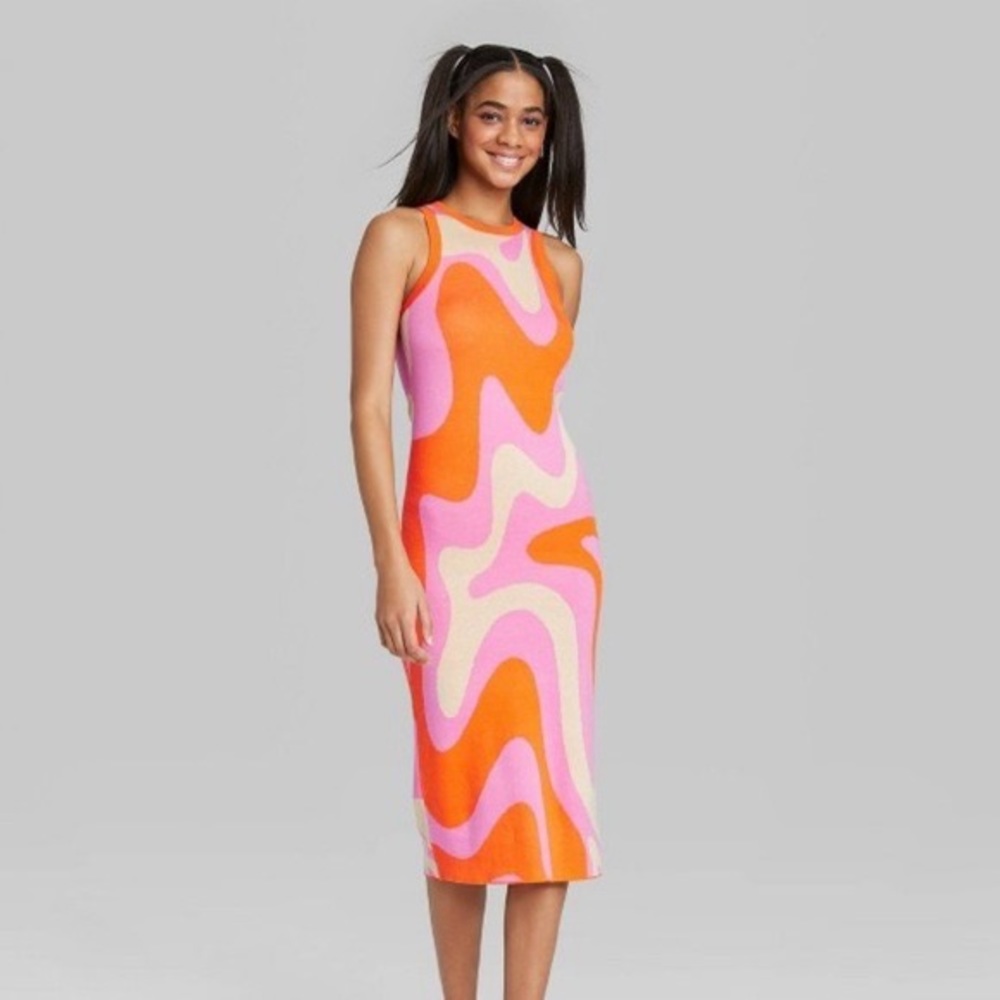 NWT Wild Fable Sleeveless Jacquard Wave Dress